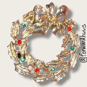 Bundle Sale 3 for $15 | Holly Wreath Brooch – Red & Teal Berry Accents